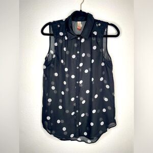 Sheer Black Polka Dot Blouse